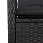 vidaXL Banc inclinable de jardin avec coussins noir résine tressée