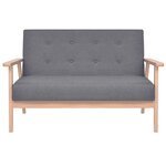 vidaXL Canapé à 2 places Tissu Gris foncé