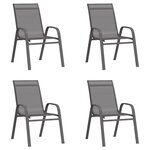 vidaXL Chaises empilables de jardin lot de 4 Gris Tissu textilène