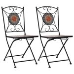 vidaXL Chaises de bistrot mosaïque 2 Pièces Orange et gris