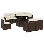 vidaXL Salon de jardin avec coussins 9 Pièces marron résine tressée