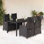 vidaXL Ensemble à manger de jardin coussins 5Pièces Noir Résine tressée