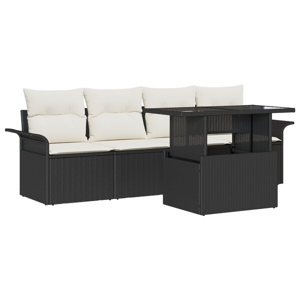 vidaXL Ensemble de Canapés de Jardin de 5 Pièces Noir Poly Rattan