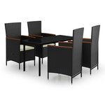 vidaXL Ensemble de salle à manger de jardin avec coussins 5 Pièces Noir