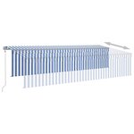 vidaXL Auvent automatique store capteur de vent LED 6x3 m Bleu blanc