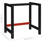 vidaXL Cadre de banc de travail Métal 80x57x79 cm Noir et rouge