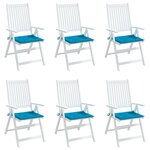 vidaXL Coussins de chaise jardin lot de 6 bleu 50x50x3 cm tissu oxford