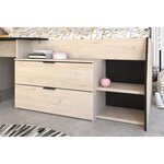 Lit Combiné enfant - Décor chêne Jackson et Noir - 90 x 190/ 200 cm
