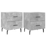vidaXL Tables de chevet 2Pièces gris béton 40x35x47 5cm bois d’ingénierie
