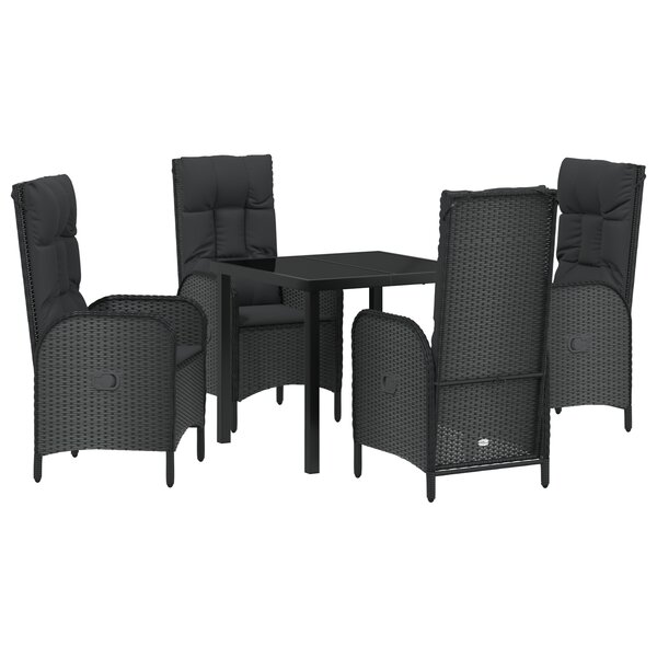 vidaXL Ensemble de Salle à Manger de Jardin 5 Pièces Noir Poly Rattan