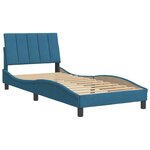 vidaXL Cadre de lit avec tête de lit bleu 90x190 cm velours
