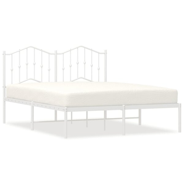 vidaXL Cadre de lit métal avec tête de lit blanc 140x200 cm