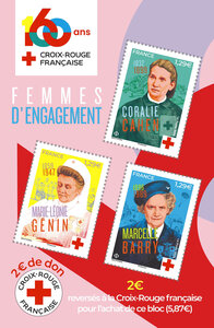 Bloc 3 timbres - Croix Rouge Française - 2024 - Lettre Verte