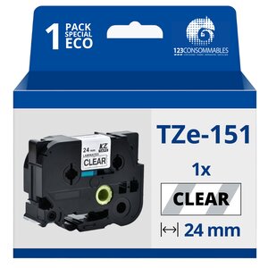 Ruban compatible Brother TZe151 - Texte noir sur fond transparent