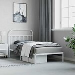 vidaXL Cadre de lit métal sans matelas et tête de lit blanc 100x190 cm