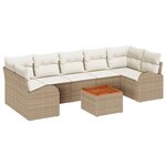vidaXL Ensemble de Canapé de Jardin de 8 Pièces avec Coussins Beige Rattan Poly Acacia