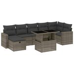 vidaXL Salon de jardin 8 Pièces avec coussins gris résine tressée