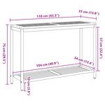 vidaXL Table d'extérieur Naturelle et Grise 35x110x75 cm en Bois Massif et Acier