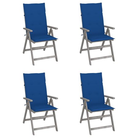 vidaXL Chaises inclinables de jardin lot de 4 et coussins bois acacia