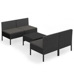 vidaXL Salon de jardin 5 Pièces avec coussins résine tressée noir