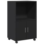 vidaXL Armoire à roulettes noir 55x40x91 cm bois d'ingénierie