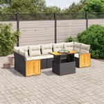 vidaXL Salon de jardin 8 Pièces avec coussins noir résine tressée