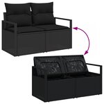 vidaXL Ensemble de Sofa de Jardin 6 Pièces avec Coussins Noir Rattan Poly Acacia
