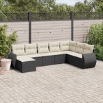 vidaXL Salon de jardin 8 Pièces avec coussins noir résine tressée