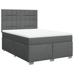 vidaXL Sommier à lattes de lit avec matelas Gris foncé 140x190cm Tissu