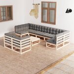 vidaXL Salon de jardin 10 Pièces avec coussins Bois de pin massif