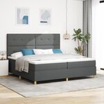 vidaXL Lit à sommier avec matelas gris foncé 200x200 cm en tissu