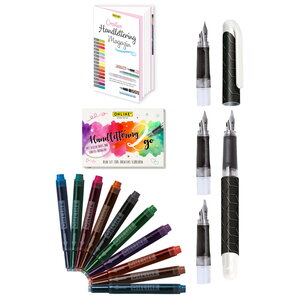 Parure Calligraphie HandLettering - Stylo Plume Black Style - 4 Plumes