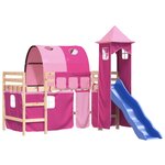 vidaXL Lit mezzanine enfants avec tour rose 80x200cm bois pin massif