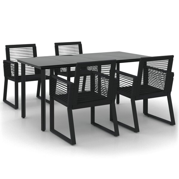 vidaXL Ensemble à manger de jardin 5 Pièces Noir Rotin PVC