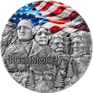 Pièce de monnaie en Argent 10 Cedis g 62.2 (2 oz) Millésime 2024 Rock Cut Monuments RUSHMORE
