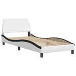 vidaXL Lit avec matelas blanc et noir 90x200 cm similicuir