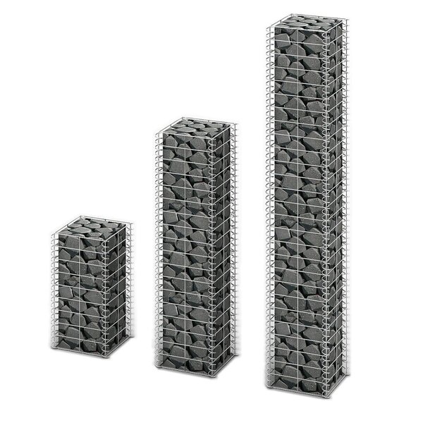 vidaXL 3 gabions en fil galvanisé