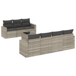 vidaXL Salon de jardin 8 Pièces avec coussins gris clair résine tressée