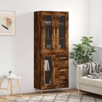 vidaXL Buffet haut Chêne fumé 69 5x34x180 cm Bois d'ingénierie