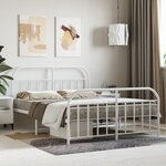 vidaXL Cadre de lit métal avec tête de lit/pied de lit blanc 140x190cm
