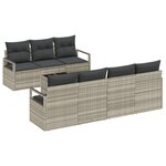 Ensemble de Canapé de Jardin en 8 Pièces avec Coussins Gris Clair Poly Rotin