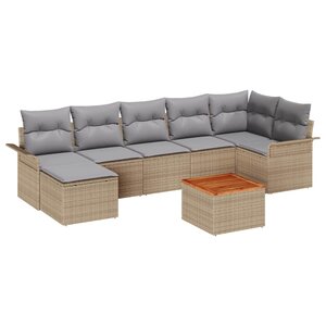 vidaXL Ensemble de canapé de jardin 8 Pièces Beige Poly rotin