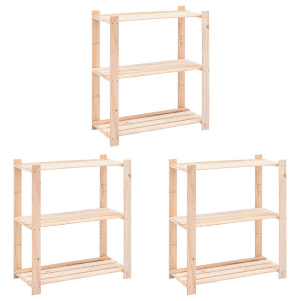 vidaXL Étagères de rangement à 3 niveaux 3 Pièces 80x38x90 cm Pin 150 kg