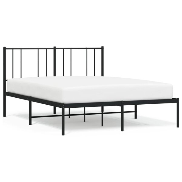 vidaXL Cadre de lit métal avec tête de lit noir 140x200 cm
