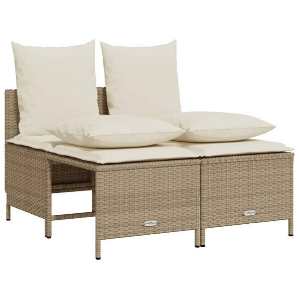 vidaXL Salon de jardin avec coussins 4 Pièces beige résine tressée
