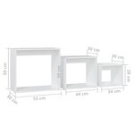 vidaXL Tables gigognes 3 Pièces Blanc Aggloméré