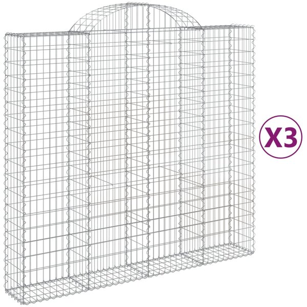 vidaXL Paniers à gabions arqués 3 Pièces 200x50x180/200 cm Fer galvanisé
