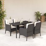 vidaXL Ensemble à manger de jardin coussins 5Pièces Noir Résine tressée