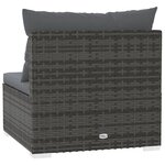vidaXL Canapé 4 places avec coussins Gris Résine tressée