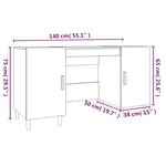 Bureau table poste de travail meuble d'ordinateur informatique étude chêne sonoma 140 x 50 x 75 cm bois d'ingénierie brun 02_0023650